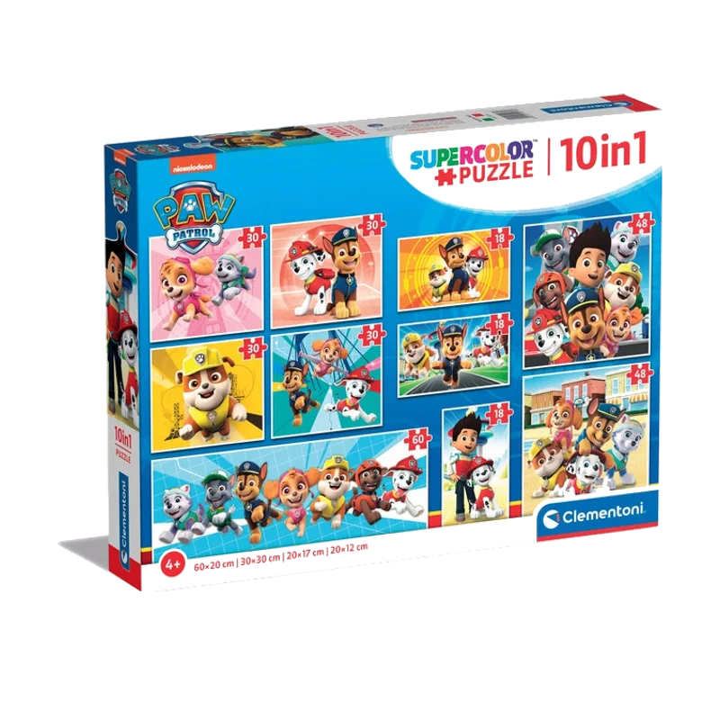Clementoni PAW Patrol 10 in 1 – 10 kinderpuzzels van 18 tot 60 stukjes