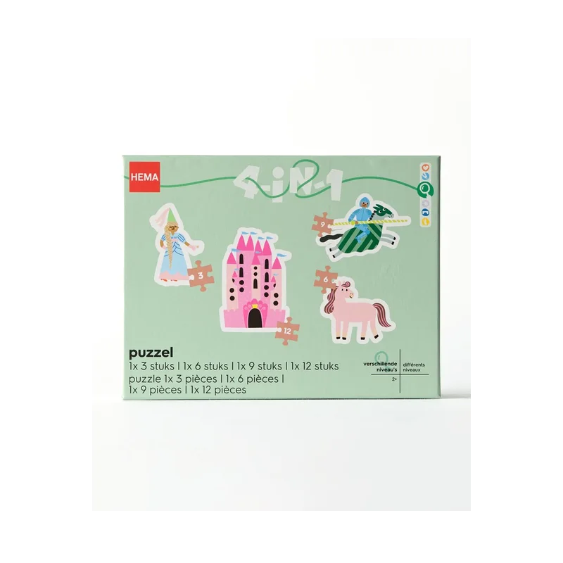 HEMA Puzzel Ridders en Prinsessen – 4-in-1 kinderpuzzel vanaf 2 jaar