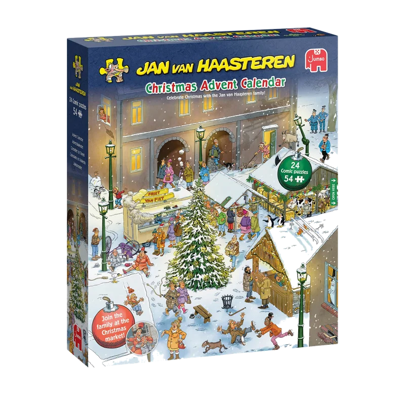 Jan van Haasteren Adventskalender 2026 – 24 puzzels van 54 stukjes